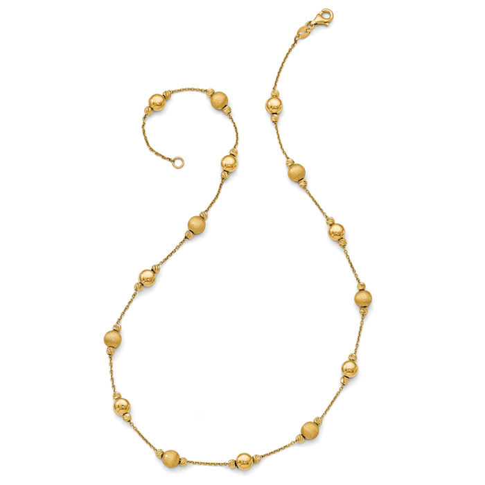 14K Solid Yellow Gold Scratch Chain Necklace