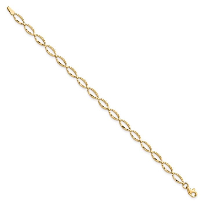 14K Solid Yellow Gold Single Link Chain Charm Bracelet