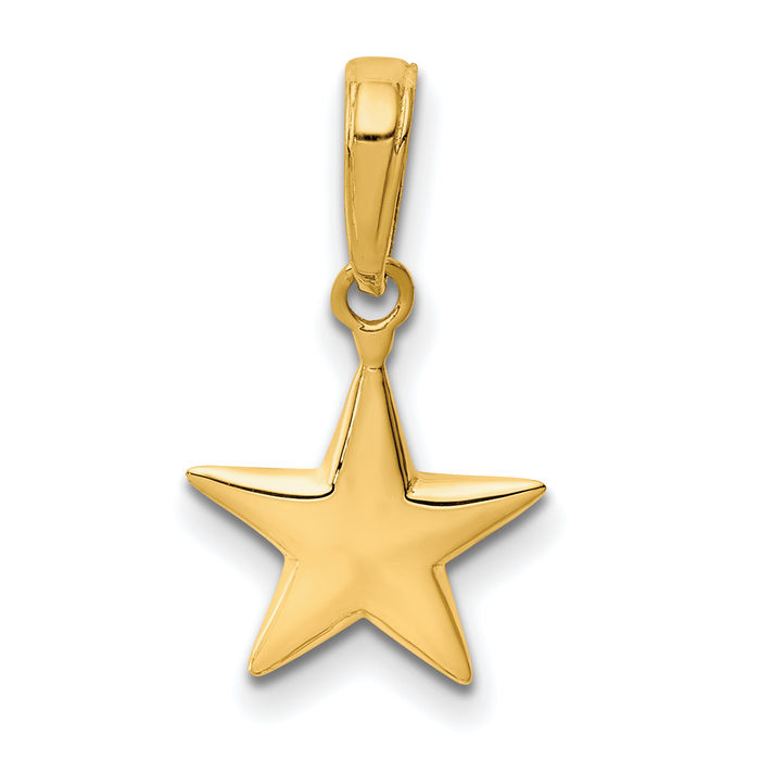 14K Solid Yellow Gold Star Necklace Chain Pendant Charm