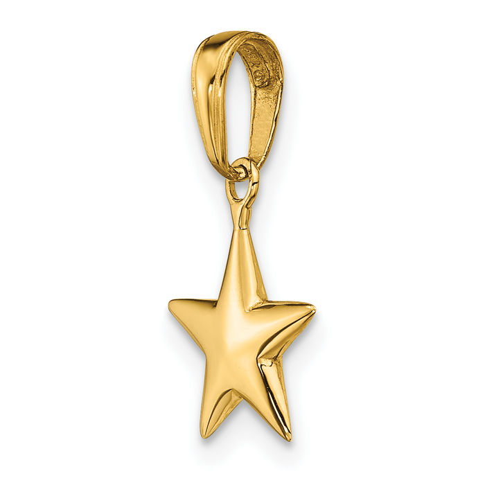 14K Solid Yellow Gold Star Necklace Chain Pendant Charm