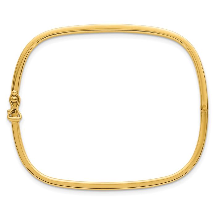 14K Solid Yellow Gold Square 2.7mm Bangle Bracelet