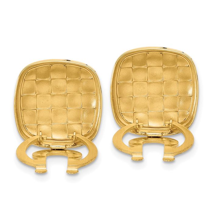14K Solid Yellow Gold Square Checker Button Covers