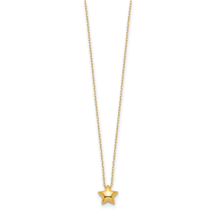 14K Solid Yellow Gold Star Necklace Chain