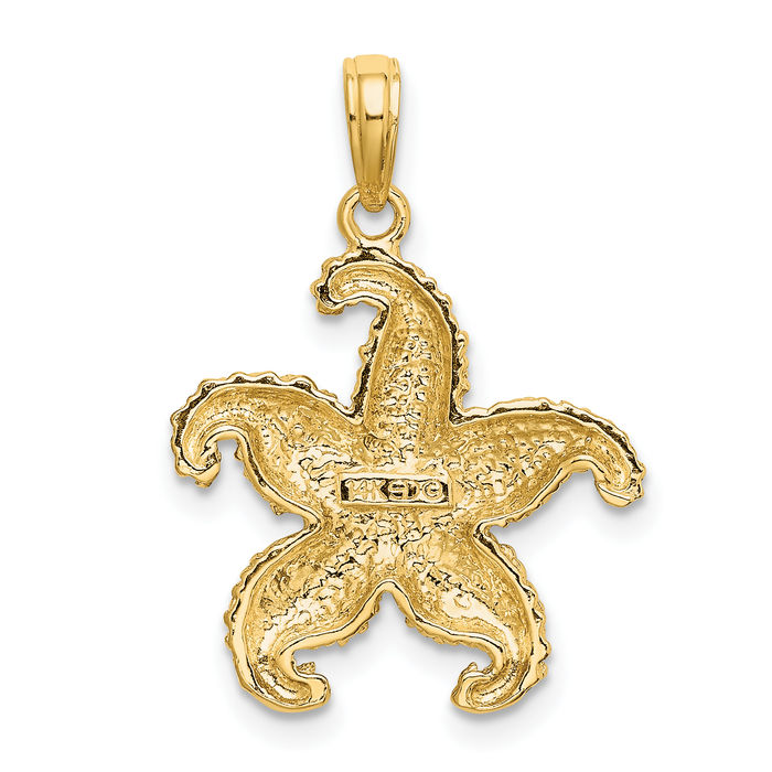 14K Solid Yellow Gold Starfish Necklace Chain Pendant Charm