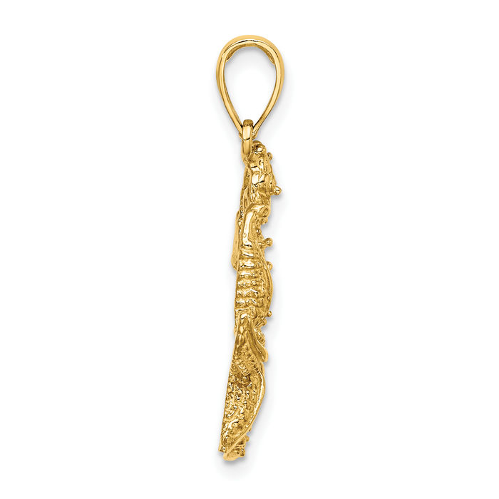 14K Solid Yellow Gold Starfish Seahorse Necklace Chain Pendant Charm