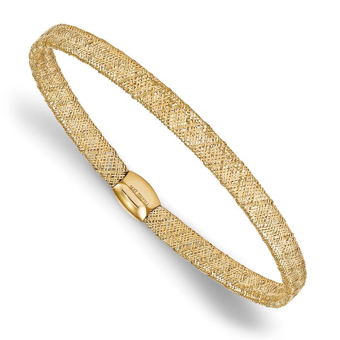 14K Solid Yellow Gold Stretch Bangle Bracelet - Picture 7 of 12
