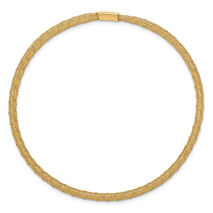 14K Solid Yellow Gold Stretch Mesh Wrap Bracelet - Picture 11 of 12