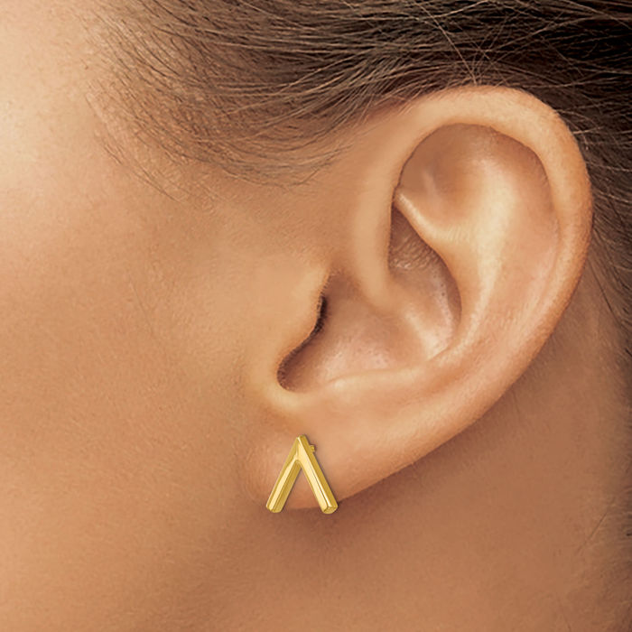 14K Solid Yellow Gold Stud Earrings