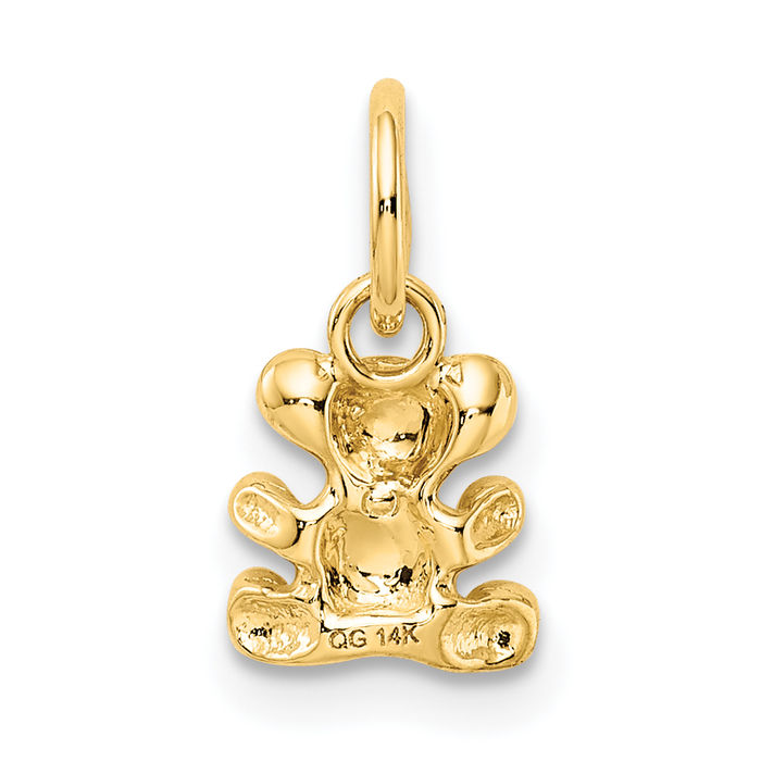 14K Solid Yellow Gold Gummy Teddy Bear Necklace Chain Pendant Charm