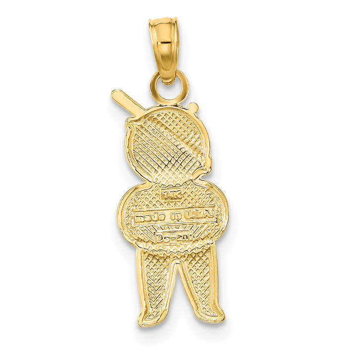 14K Solid Yellow Gold Boy Necklace Chain Pendant Charm