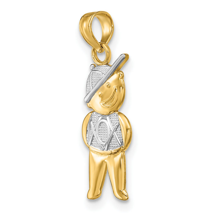 14K Solid Yellow Gold Boy Necklace Chain Pendant Charm