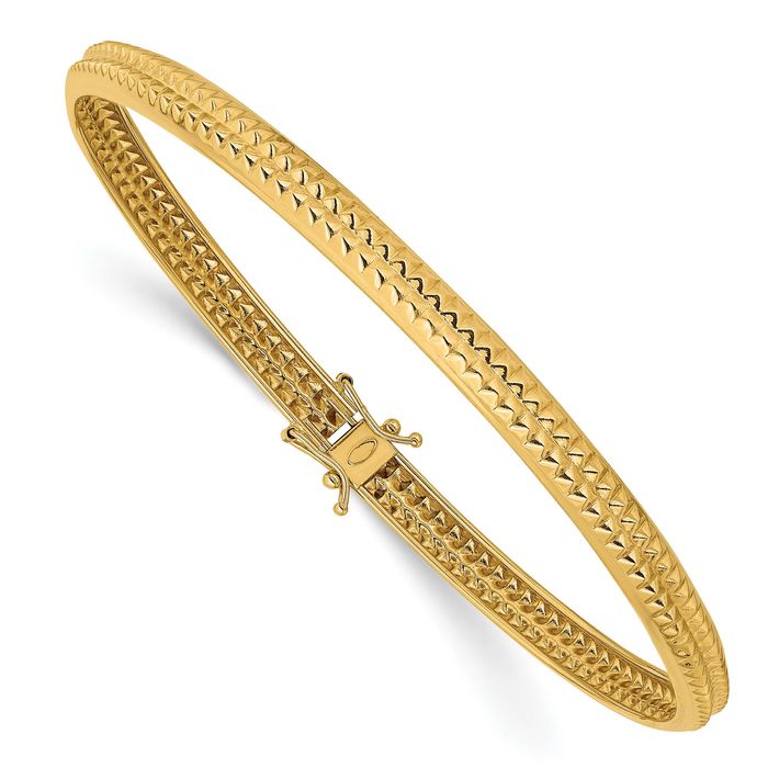 14K Solid Yellow Gold Flexible Bangle Bracelet