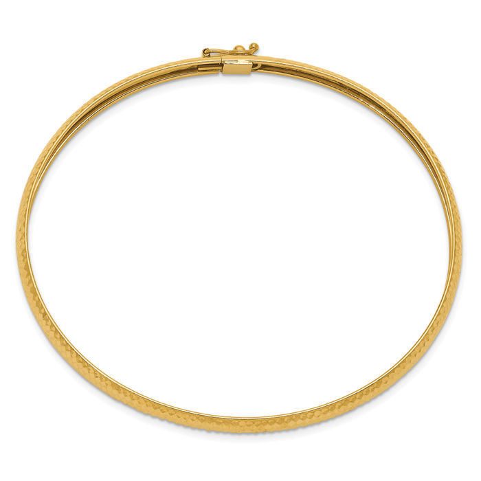 14K Solid Yellow Gold Flexible Bangle Bracelet