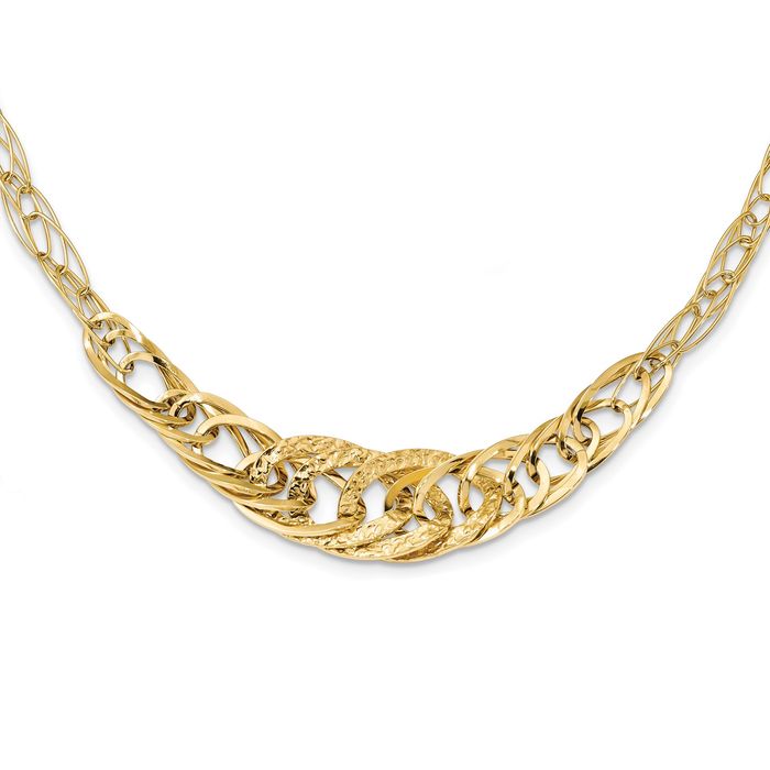 14K Solid Yellow Gold Link Necklace Chain