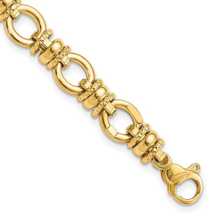 14K Solid Yellow Gold Link Chain Bracelet - Picture 10 of 12