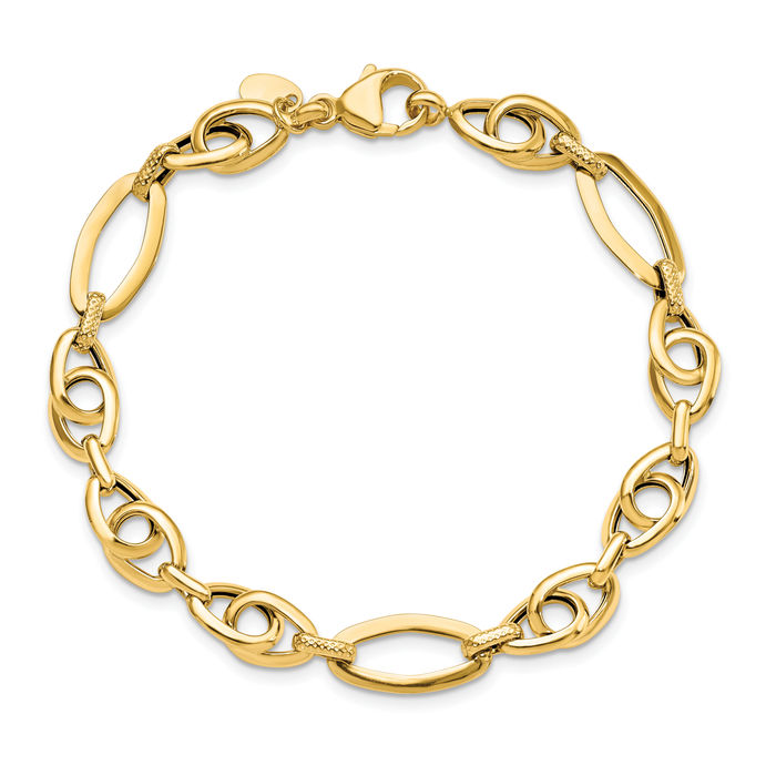 14K Solid Yellow Gold Link Chain Bracelet