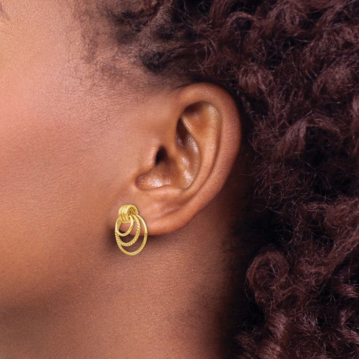 14K Solid Yellow Gold Drop Dangle Earrings