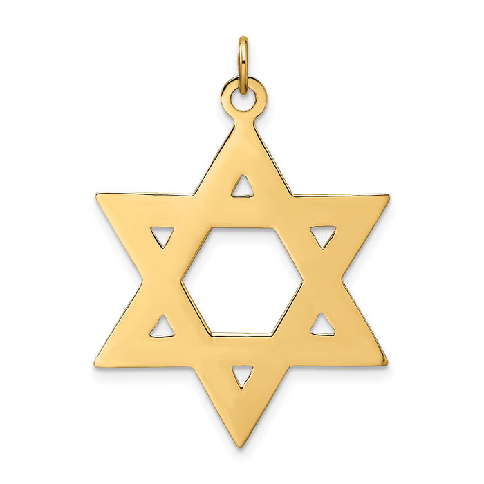 14K Solid Yellow Gold Star of David Jewish Magen Necklace Judaica Religious Chain Pendant Israel Charm