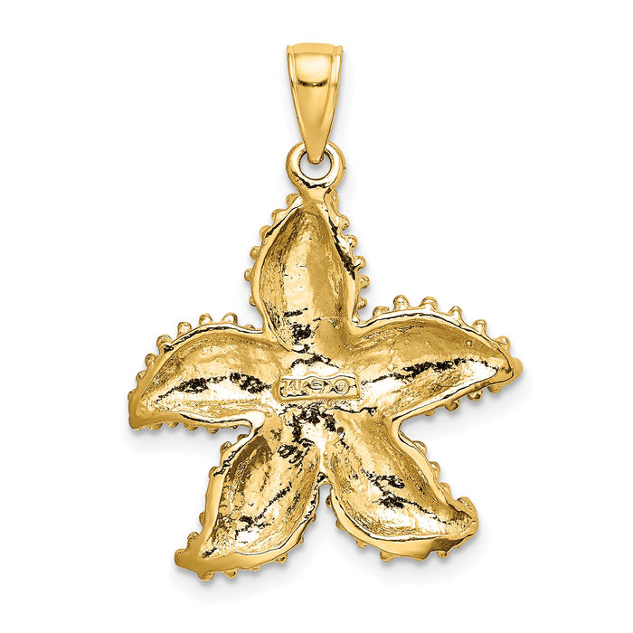 14K Solid Yellow Gold Starfish Necklace Chain Pendant Charm