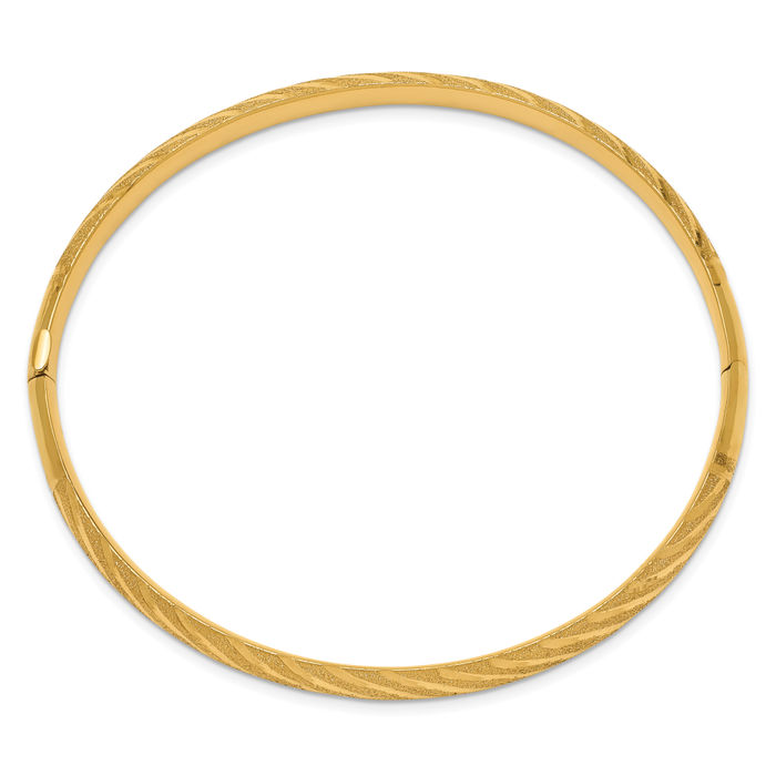 14K Solid Yellow Gold Twisted Bangle Bracelet