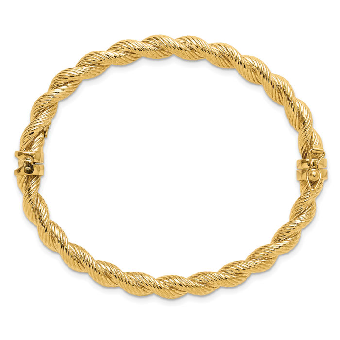 14K Solid Yellow Gold Twisted Bangle Bracelet