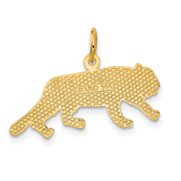 14K Solid Yellow Gold Tiger Necklace Chain Pendant Charm