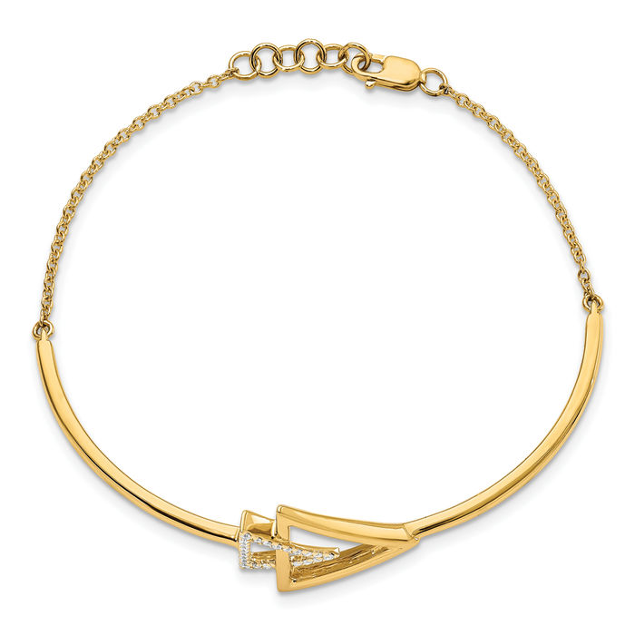 14K Solid Yellow Gold Triangle Diamond Tennis Bracelet