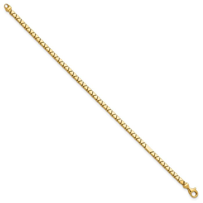 14K Solid Yellow Gold Triangular Link Chain Bracelet