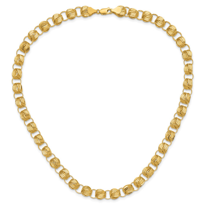 14K Solid Yellow Gold Triple Link Chain Necklace