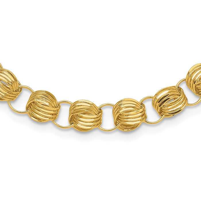 14K Solid Yellow Gold Triple Link Chain Necklace