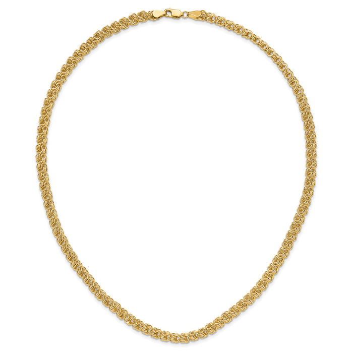 14K Solid Yellow Gold Triple Link Chain Necklace