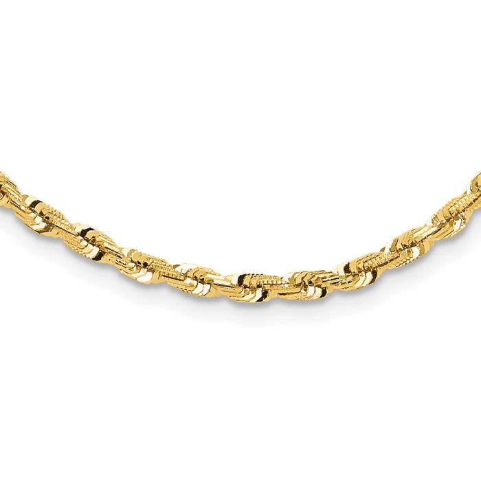 14K Solid Yellow Gold Twisted Necklace Chain