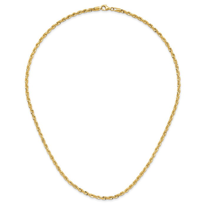 14K Solid Yellow Gold Twisted Necklace Chain