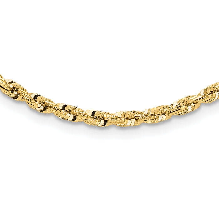 14K Solid Yellow Gold Twisted Chain Necklace