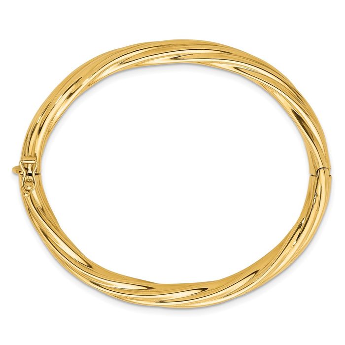 14K Solid Yellow Gold Twisted 5.8mm Bangle Bracelet | eBay