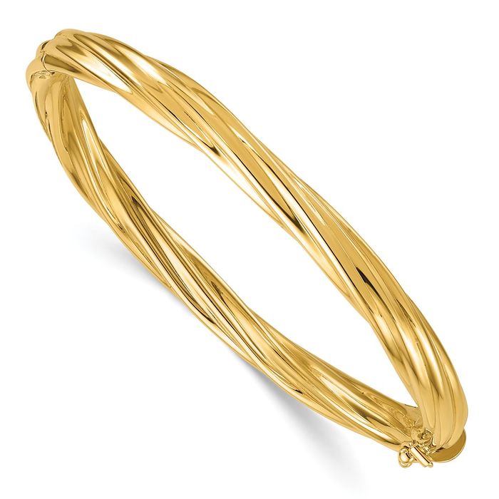 14K Solid Yellow Gold Twisted 5.8mm Bangle Bracelet | eBay