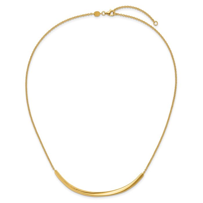 14K Solid Yellow Gold Twisted Bar Necklace Chain