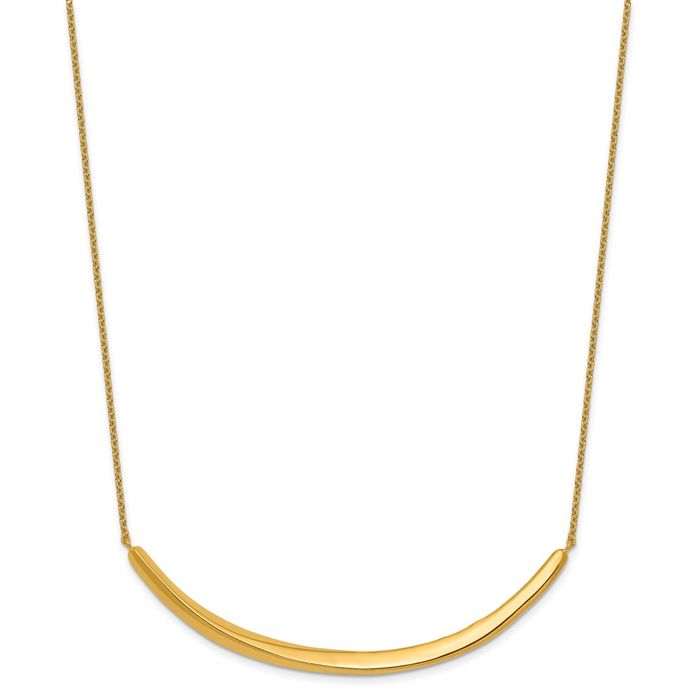 14K Solid Yellow Gold Twisted Bar Necklace Chain