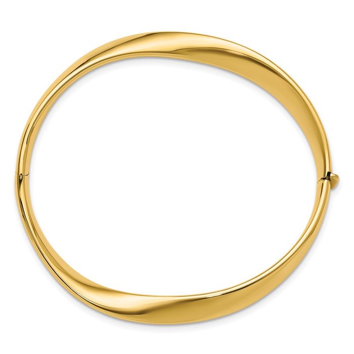 14K Solid Yellow Gold Twisted Bangle Bracelet