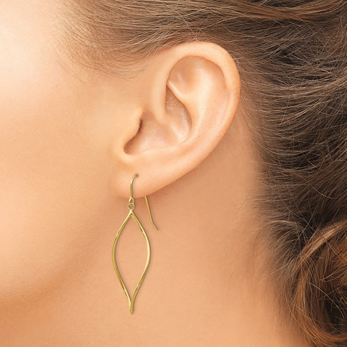 14K Solid Yellow Gold Twisted Drop Dangle Earrings