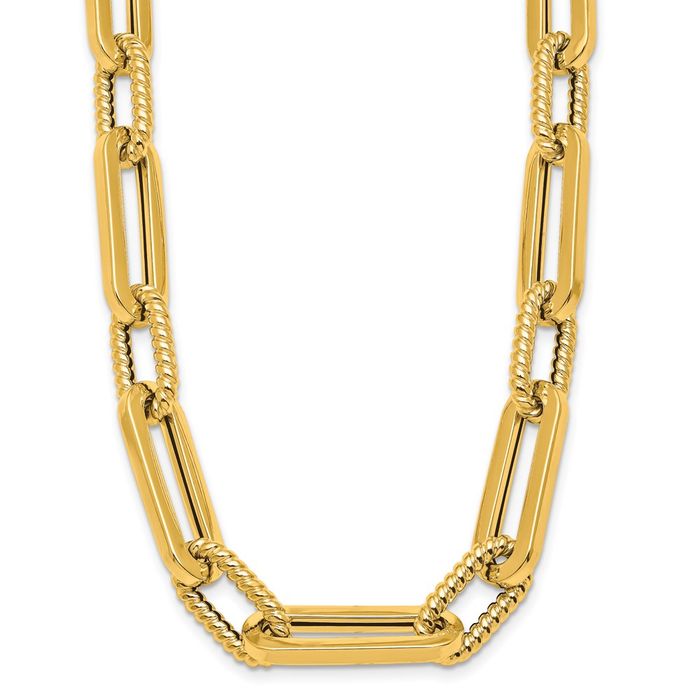 14K Solid Yellow Gold Twisted Oval Link Necklace Chain