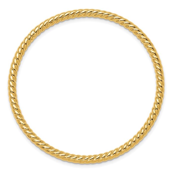 14K Solid Yellow Gold Twisted Slip On Bangle Bracelet