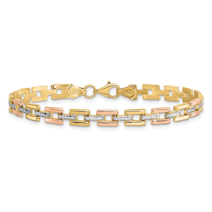 14 Karat massives zweifarbiges Gold Rose Kette Armband - Bild 9 von 12