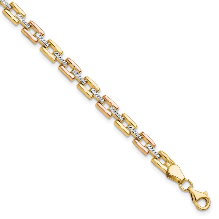 14 Karat massives zweifarbiges Gold Rose Kette Armband - Bild 11 von 12