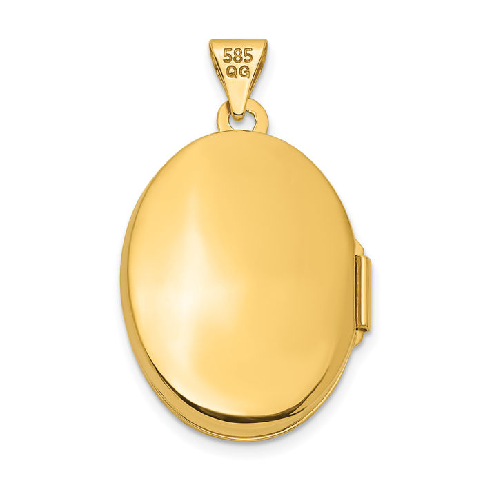14K Solid Two Tone Gold Diamond Star Oval Photo Locket Necklace - Picture 18 of 24