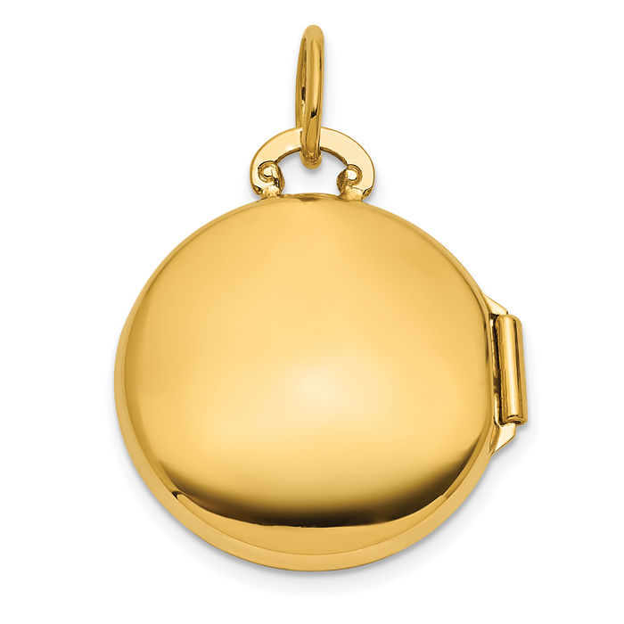 14K Solid Two Tone Gold Diamond Round Photo Locket Necklace - Picture 17 of 24