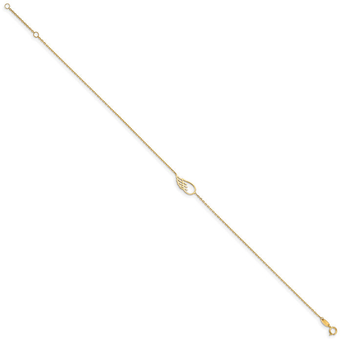 14K Solid Yellow Gold Wing Anklet Summer Beach Foot Ankle Bracelet