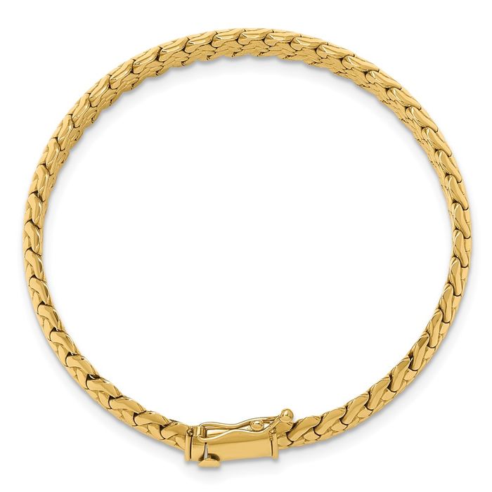 14K Solid Yellow Gold Woven Link Chain Bracelet