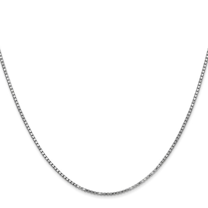 14K Solid White Gold 1.4mm Box Link Chain Necklace