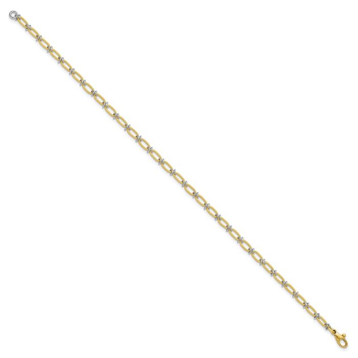 18K Solid Green White Gold 3.9mm Link Chain Bracelet